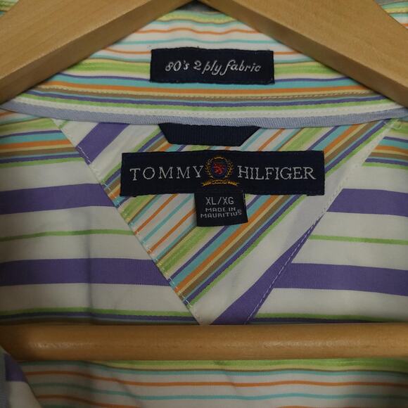 Vintage 90s Tommy Hilfiger Men's Long Sleeve Button-Up Shirt XL 80's 2 Ply - Picture 3 of 16